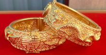 將圖片載入圖庫檢視器 立體龍鳳篇 - 999.9黃金電鑄手鐲