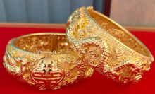 將圖片載入圖庫檢視器 立體龍鳳篇 - 999.9黃金電鑄手鐲