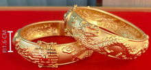 將圖片載入圖庫檢視器 立體龍鳳篇 - 999.9黃金電鑄手鐲