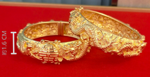 將圖片載入圖庫檢視器 立體龍鳳篇 - 999.9黃金電鑄手鐲