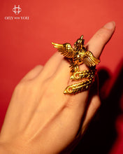 將圖片載入圖庫檢視器 999.9黃金3D立體龍鳳戒指