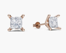 將圖片載入圖庫檢視器 EC034 公主方形鑽石耳環托