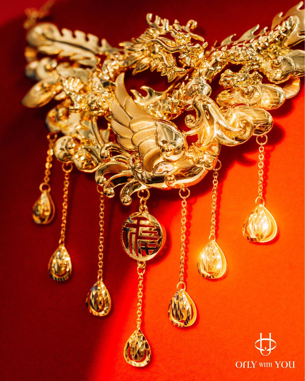 999.9黃金3D立體龍鳳頸鍊