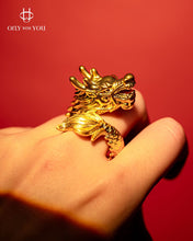 將圖片載入圖庫檢視器 999.9黃金3D立體龍鳳戒指
