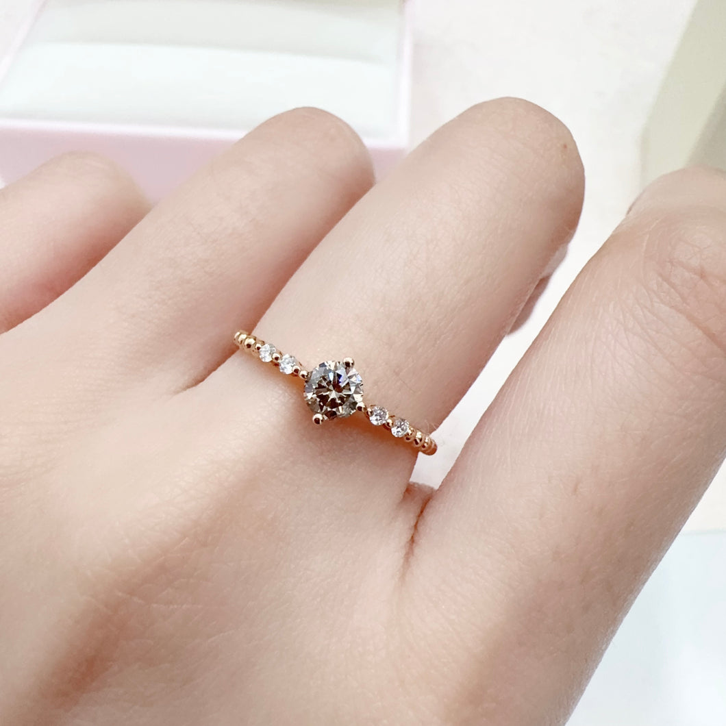 18K金天然鑽石復古戒指
