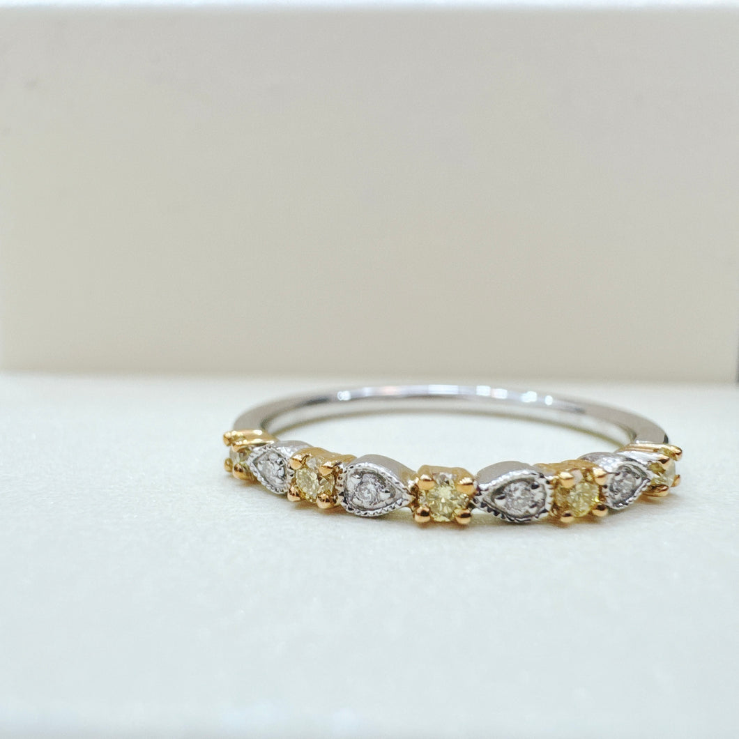 18K金天然鑽石黃鑽復古戒指