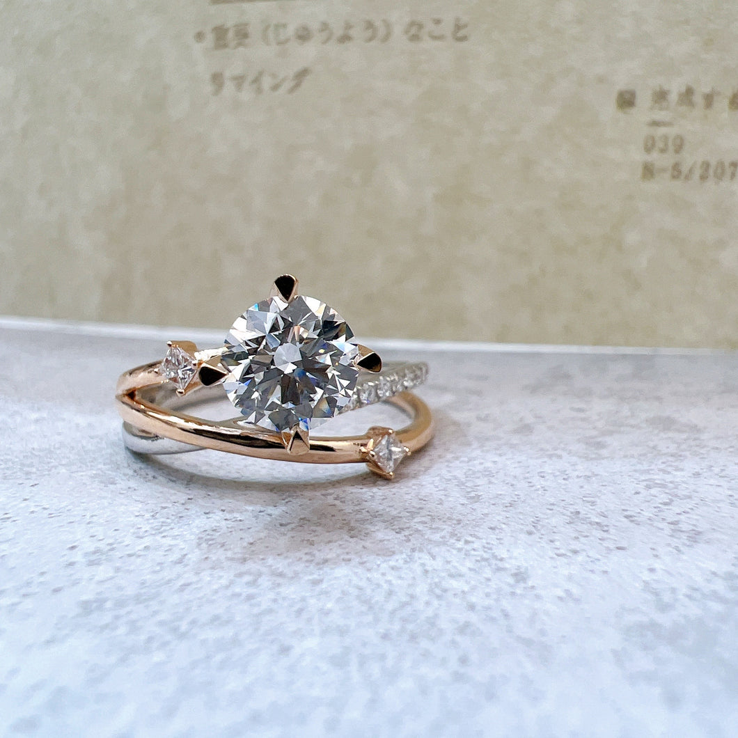 18K 白金分色鑽石戒指托